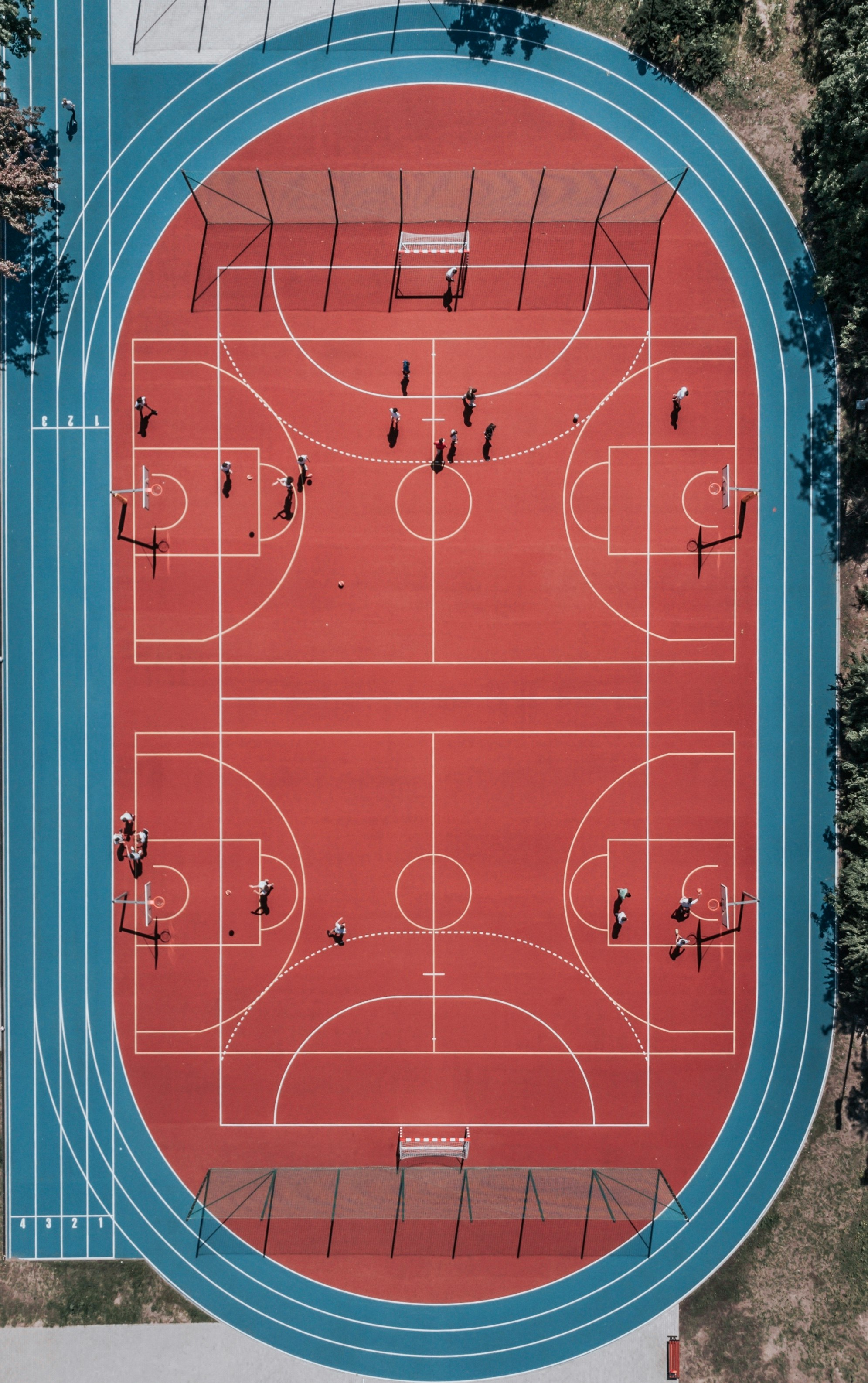 aerial photo of basketball court